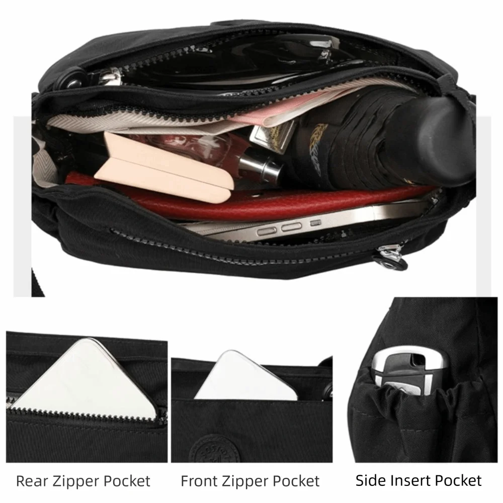 Nylon Cloth Women's Shoulder Bag Large Capacity Multi-Layer Messenger Bags Lightweight Waterproof Travel Bag Organizer Bag