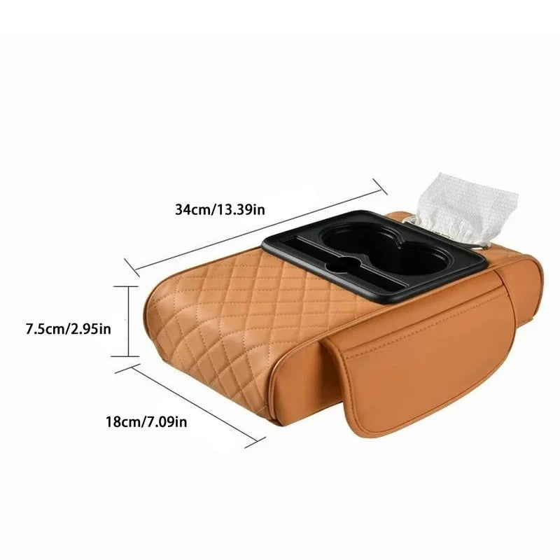 1PC Car armrest box pad, height pad, beverage cup holder, multifunctional storage, universal central armrest pillowcase