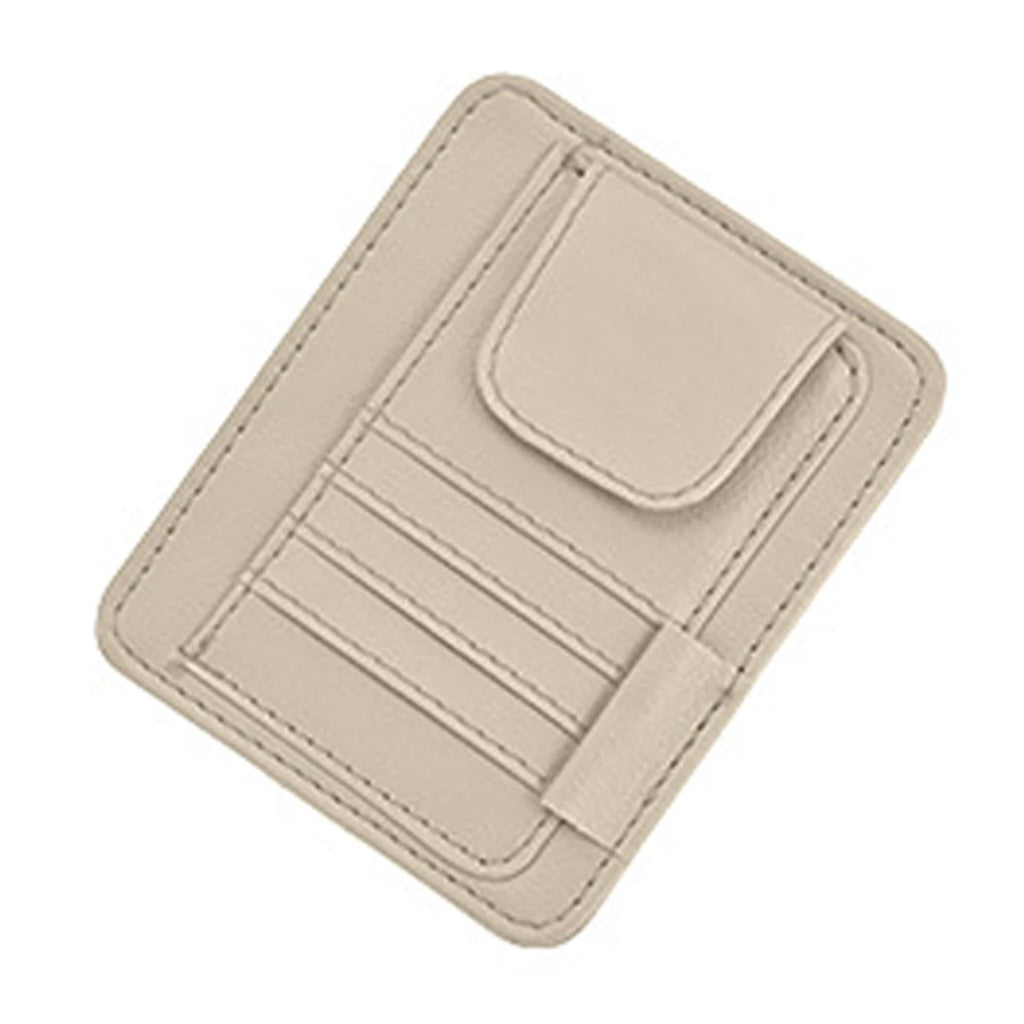 Car Sun Visor Storage Organizer, Multi-Card Slot Vehicle Holder with Eyeglasses & Pen Pocket for Neat Car Interior Storage