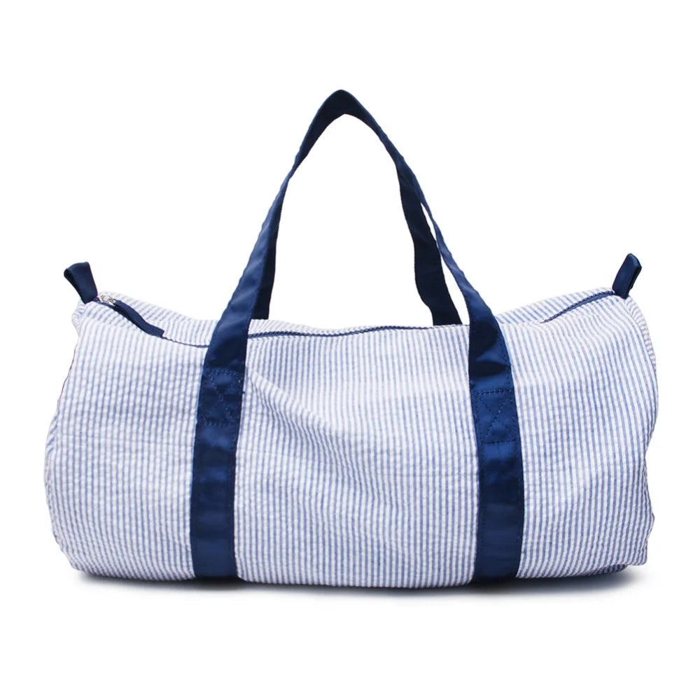 Seersucker Duffle Bag For Kids Travel Overnight Bag Carry On Lightweight Weekender Bag For Boys and Girls Back To School Gifts