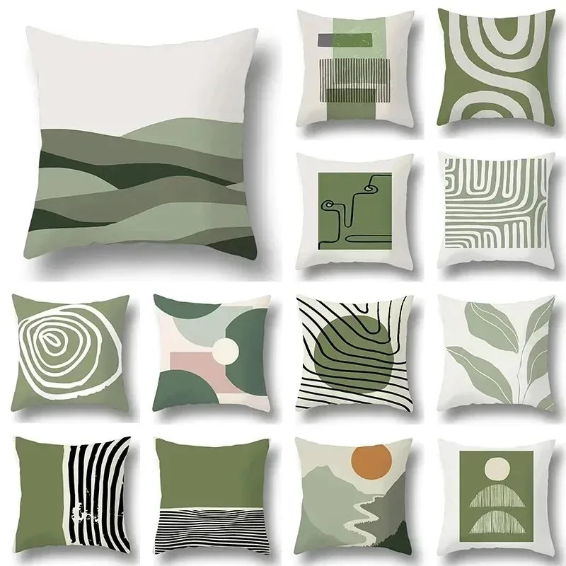 Simple Green Car Ornaments Double-sided Printed pillow cover Short plush Suitable living rooms bedrooms sofa throw cushion cover