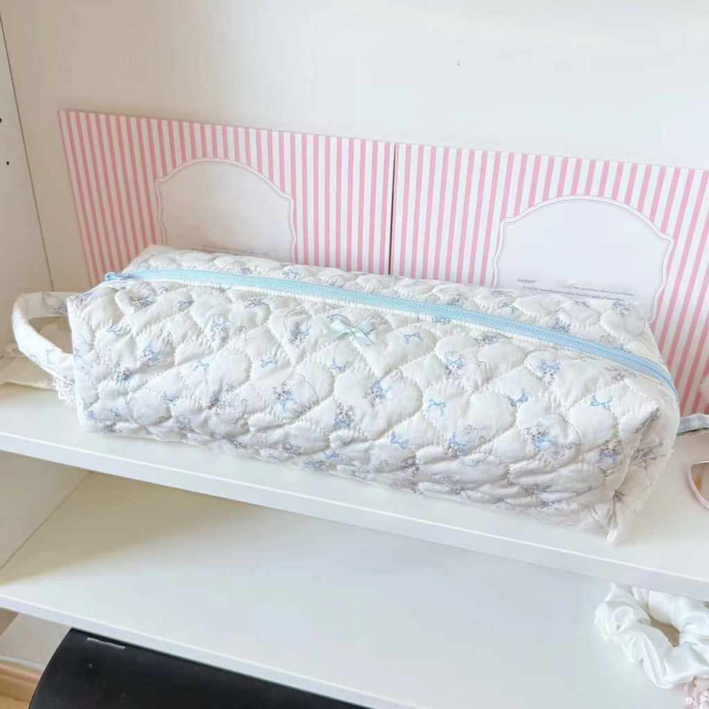 Floral Carrying Bag with Handle  Pencil Pouch with Zipper Lightweight for Women Hair Dryer Straightener Attachments