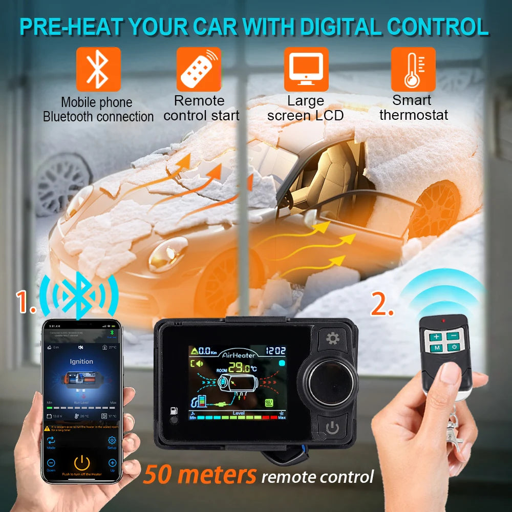 12V24V Diesel Air Heater 2/5/8KW All in One Car Heater with Remote Control for Truck Boat RV Parking Diesel Heater Accessory