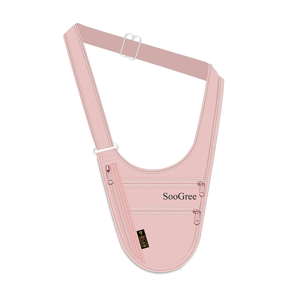SooGree RFID Blocking Anti-theft Underarm Travel Pouch Hidden Security Shoulder Bag Passport Card Phone Holder Wallet Men Women