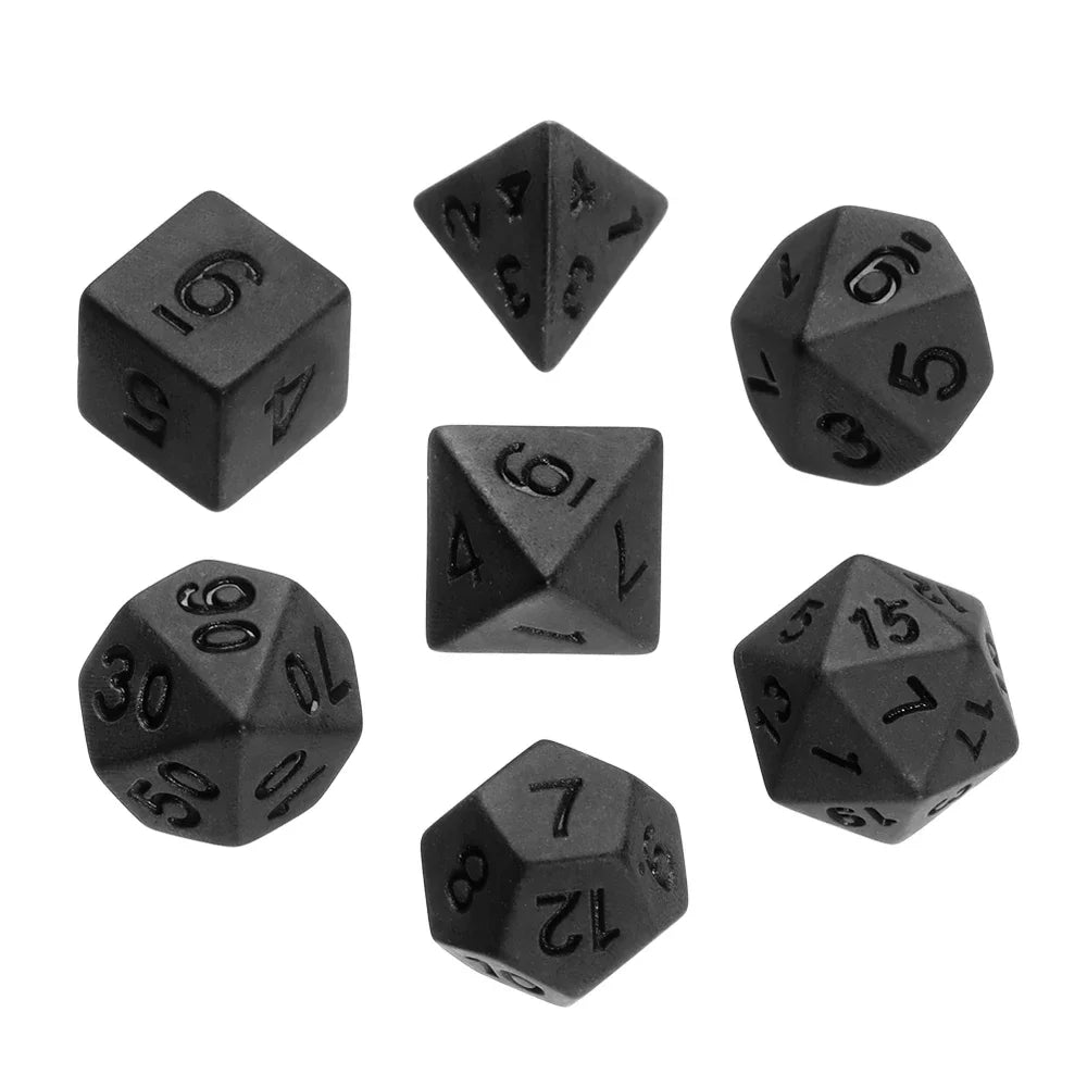 7Pcs/Set Polyhedral Black Dice Set Game Dice For TRPG DND Accessories Polyhedral Dice For Board Card Game Math Games