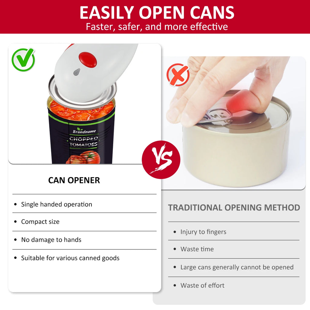 Automatic Can Opener One-Touch Operation Electric Tin Opener No Sharp Edge Handheld Can Opener Kitchen Gadgets Tools