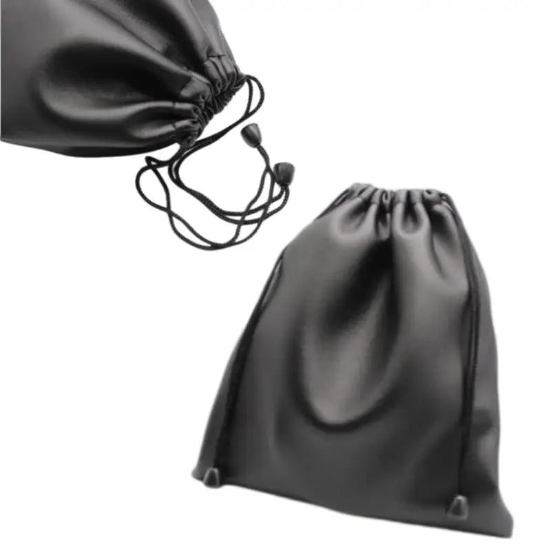 1Pcs Durable Black Dust-proof Drawstring Bag Draw String Bag Headphone Bags PU Leather Headset Bag Durable Multi Purpose Storage