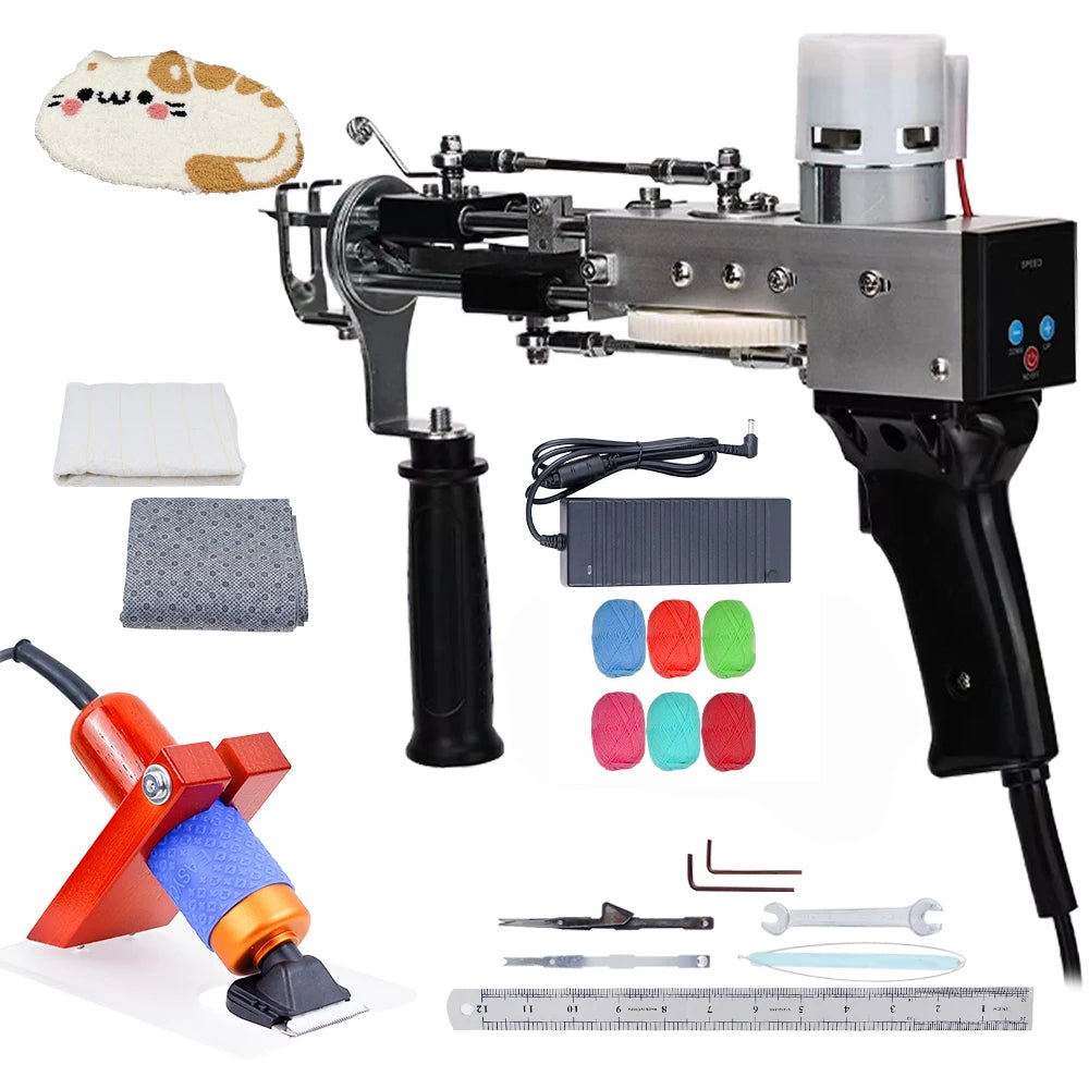 Tufting Gun 2 in 1 Set Electric Carpet Tufting Gun Electric Carpet Tapis Knitting Tufting Pistol Weaving Flocking Rug Machine