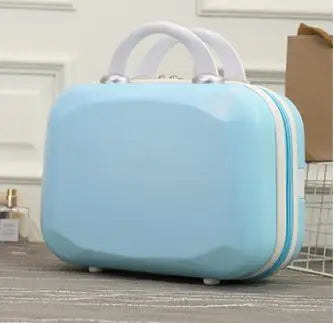 Pink/Blue/Purple/khaki 14 Inch Cosmetic Bag Small Women Travel Suitcase Luggage Compressive Material Size:30-15.5-23cm