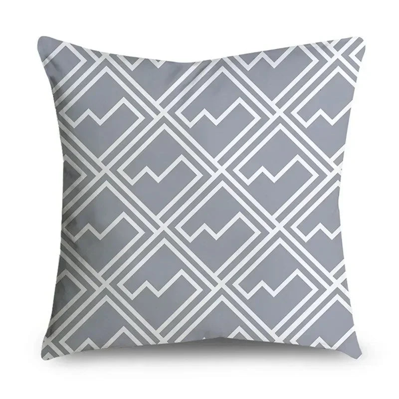 Gray Striped Geometric Double-sided Printed pillow cover Short plush Suitable living rooms bedrooms sofas throw cushion cover