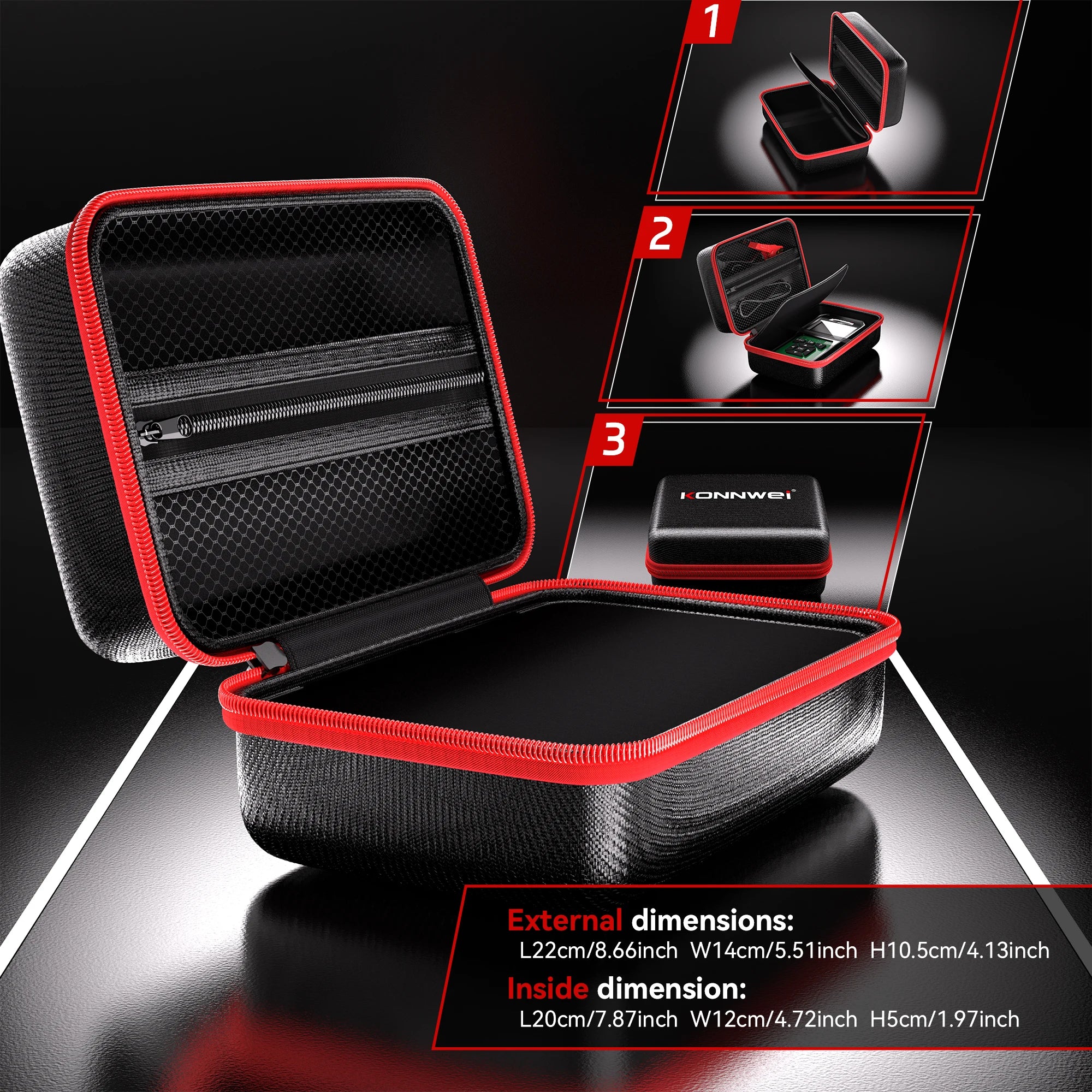 2026 KONNWEI Car Handheld OBD Scanner Storage Box Lightweight Stylish Car Battery Tester Storage Box Car Storage Organiser Box