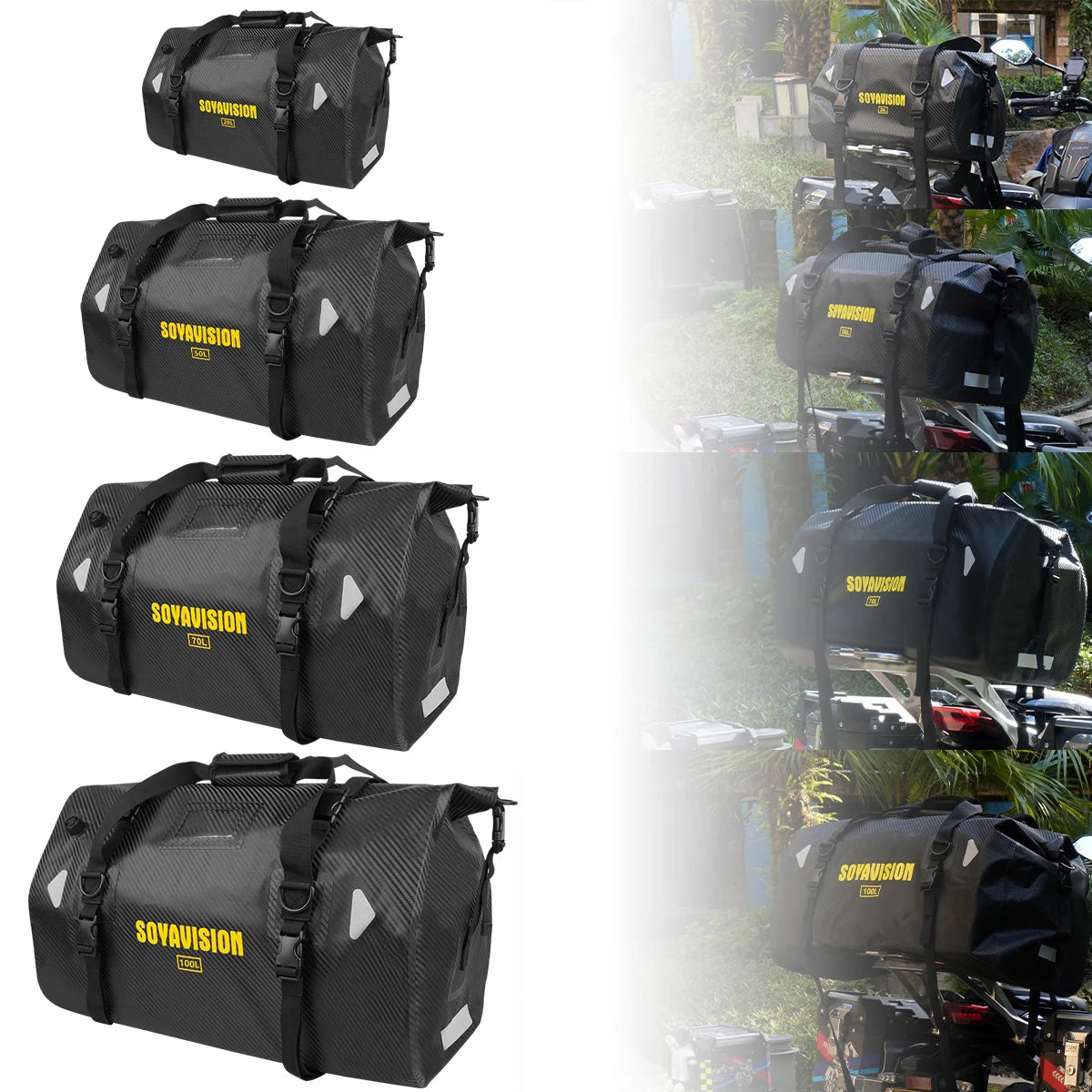 Motorcycle Bag Waterproof MTB Bike Trunk Bag Rear Travel Luggage Carrier Portable Saddle Seat Cycling Acessoriy 40L/66L/80L/90L