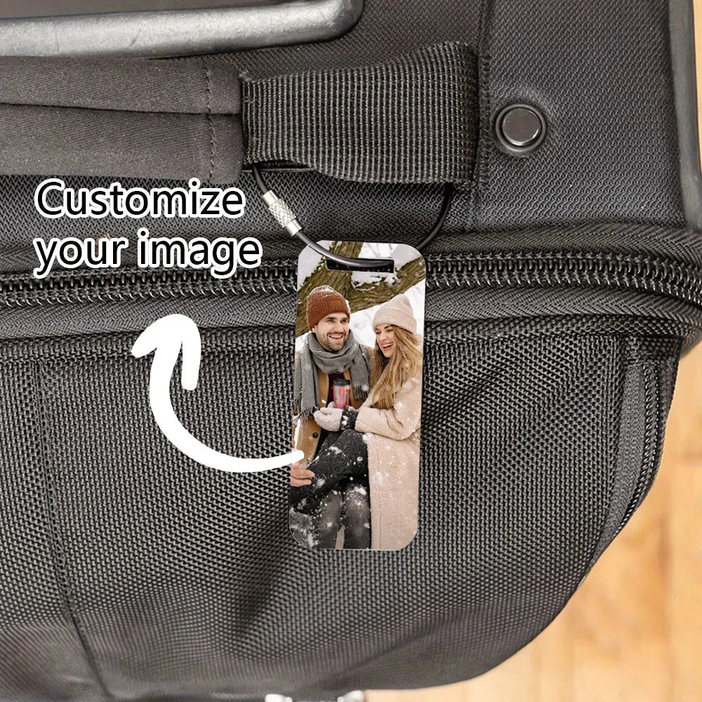 Customized Photo Double-Sided Alloy Luggage Tags Travel And Business Trip Family Luggage Bag Pendants Customized Luggage Tags