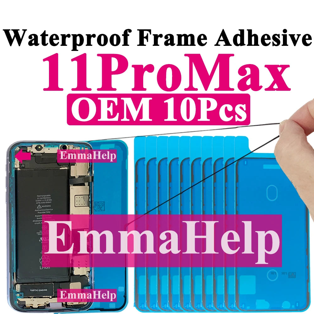 10pcs Waterproof Sticker for iPhone 16 Pro Max 17 14 13 12 11 15 XS XR 8 SE 3M Seal Adhesive Pre-Cut LCD Screen Frame Tape Glue