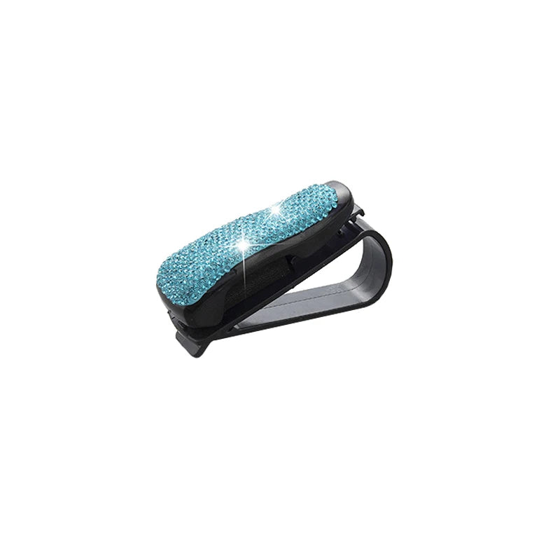 Rhinestone Car Glasses Clip Car Sun Visor Glasses Case Sunglasses Bracket Card Bill Ticket Organizer Holder Auto Accessories
