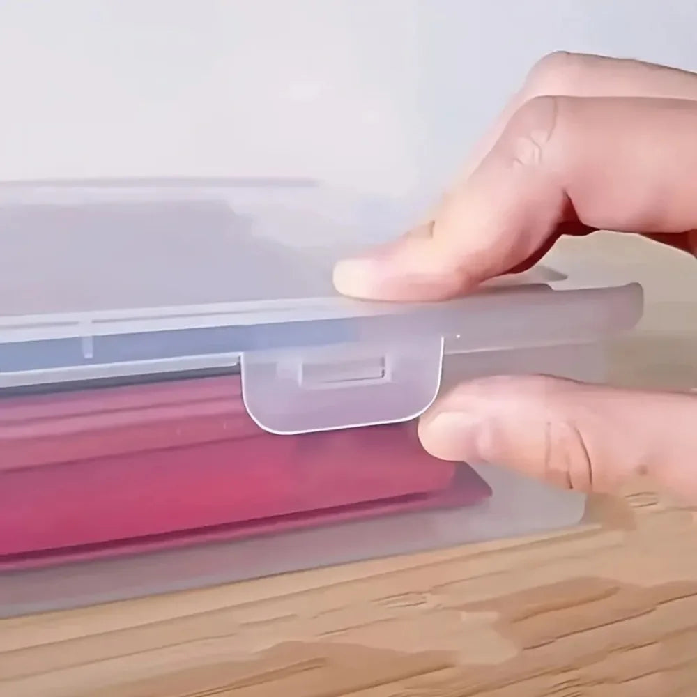 A4 Size Clear Plastic Storage Box with Flip Top Lid - ABS Material, Dustproof Desktop Organizer for Office Supplies