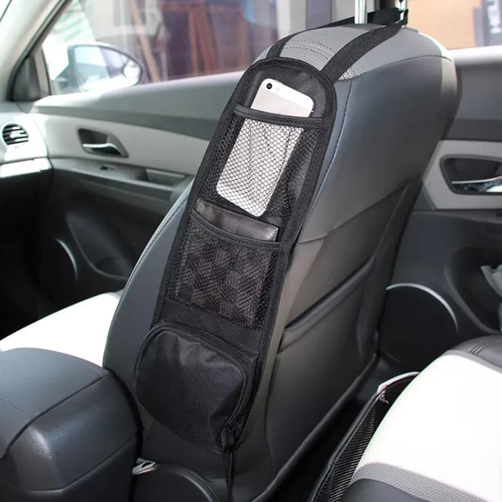 Black Car Backrest Anti-Kick Storage Bag, Car Storage Bag, Seat Back Oxford Cloth Storage Bag, Flat Car Seat Back Bag, 1 PC
