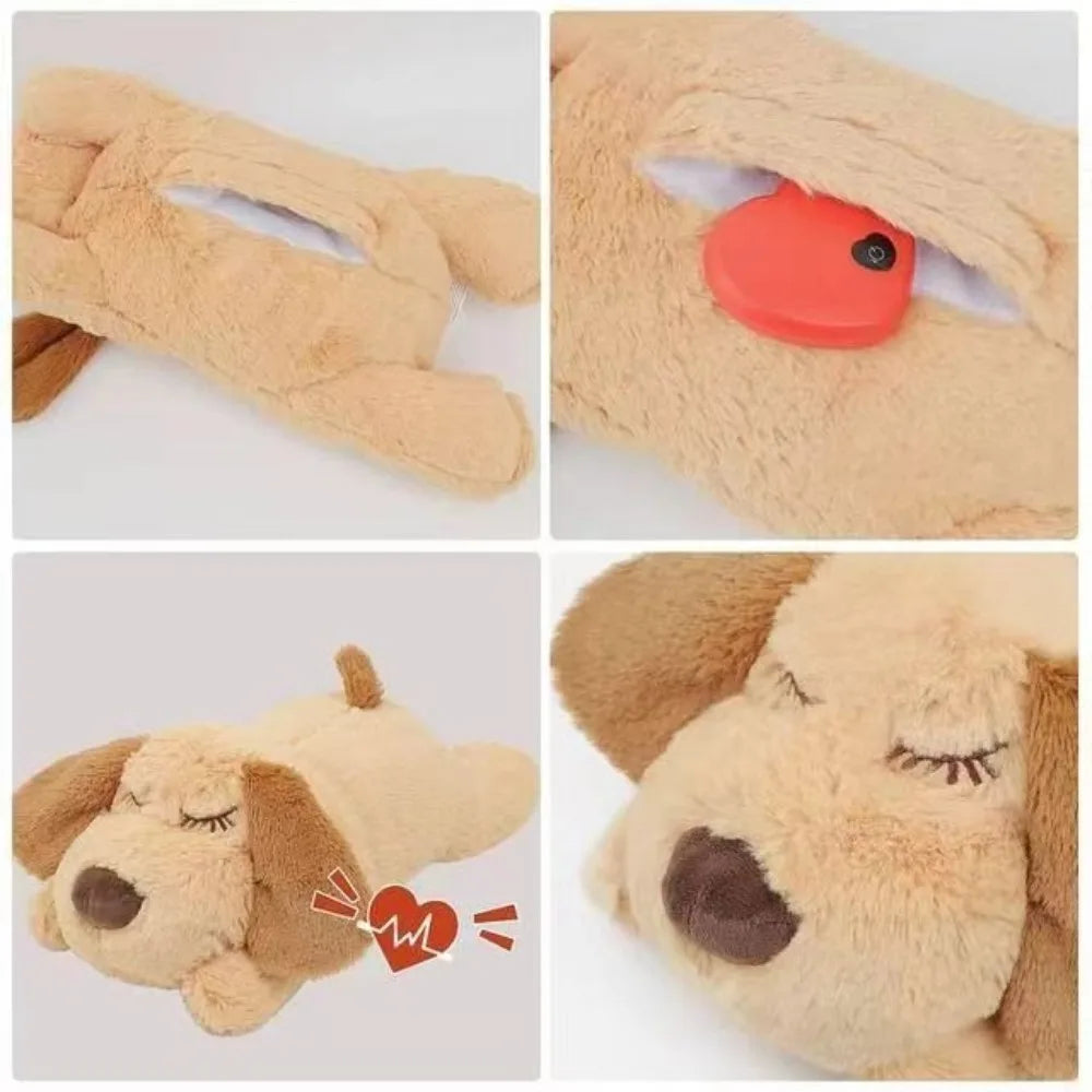 Sleep Aid Dog Heartbeat Toy Anxiety Relief Behavioral Training Lying Dog Fidget Toy Stuffed Animal Soft Puppy Plush Doll