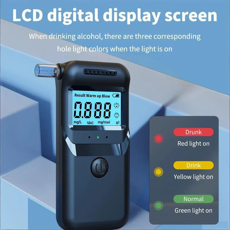 Portable Alcohol Tester Electronic Breathalyzer LCD Display Professional Breathalyzer Breath Alcohol Test Tools For Car Home