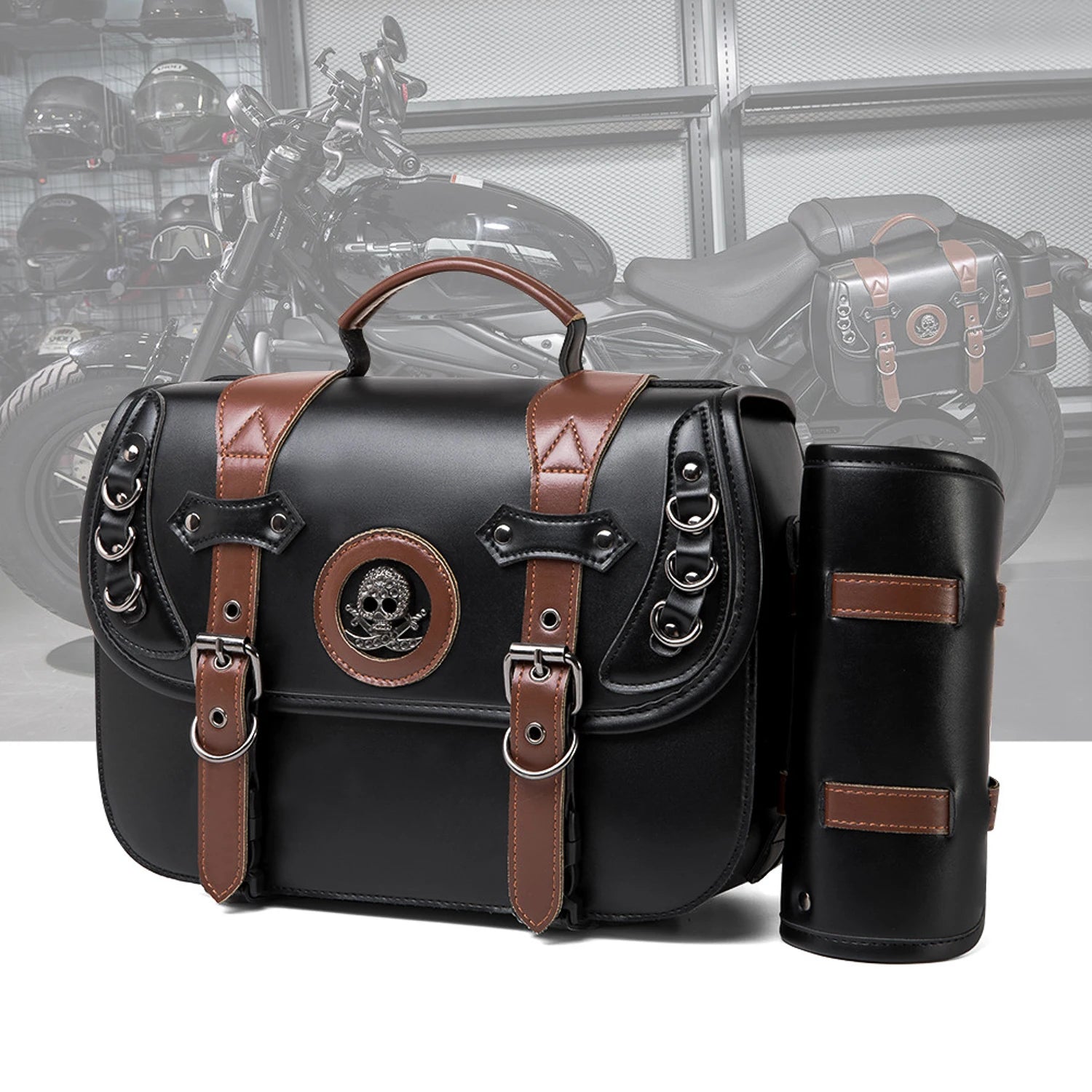 New PU Leather Motorcycle SaddlebagsWaterproof Side Bag Motorcycle Accessories