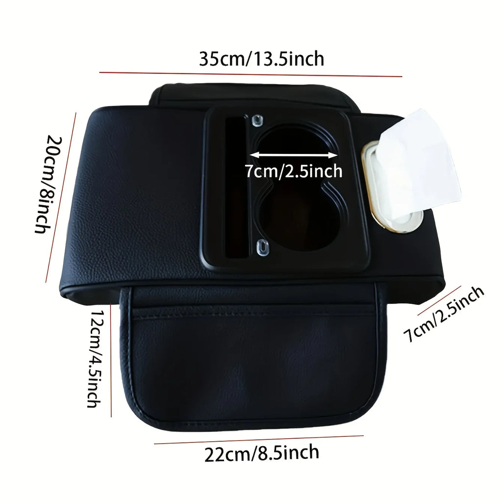 Dual Type-C Ports with Lighted Sockets, Universal Integrated Multifunctional Car Center Armrest Box, Includes Adapter and Tissue Holder