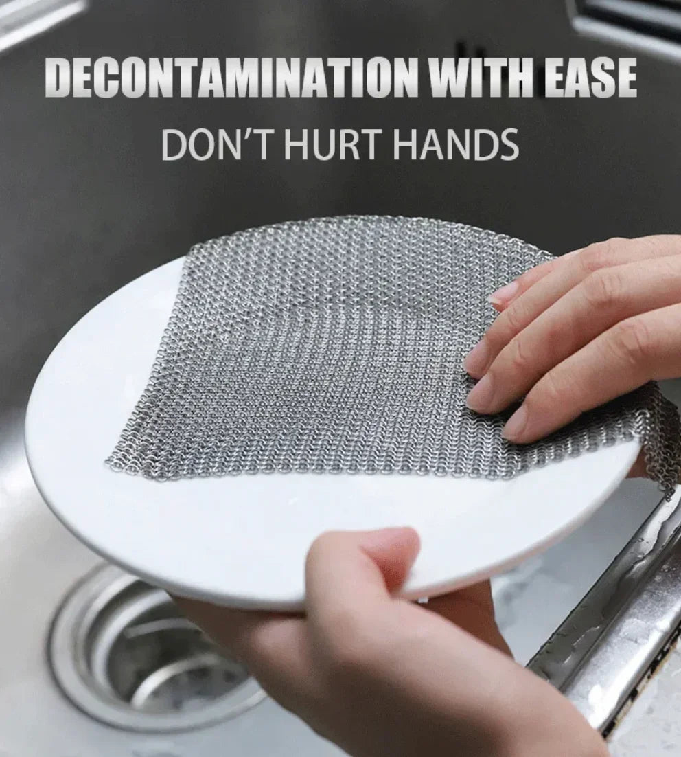 316L Stainless Steel Cast Iron Cleaner Kitchen Clean Pot Pans Washing Supplies Microwave Cleaning Brush Tools Household Goods