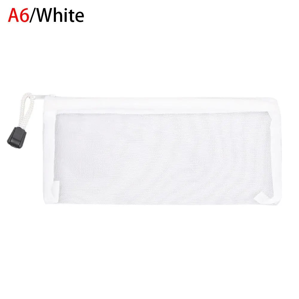 1pc Fashion Solid Color Makeup Cosmetic Handbags Coin Purse Transparent Grid Zipper Pencil Case Cosmetic Storage Mesh Pen Bag