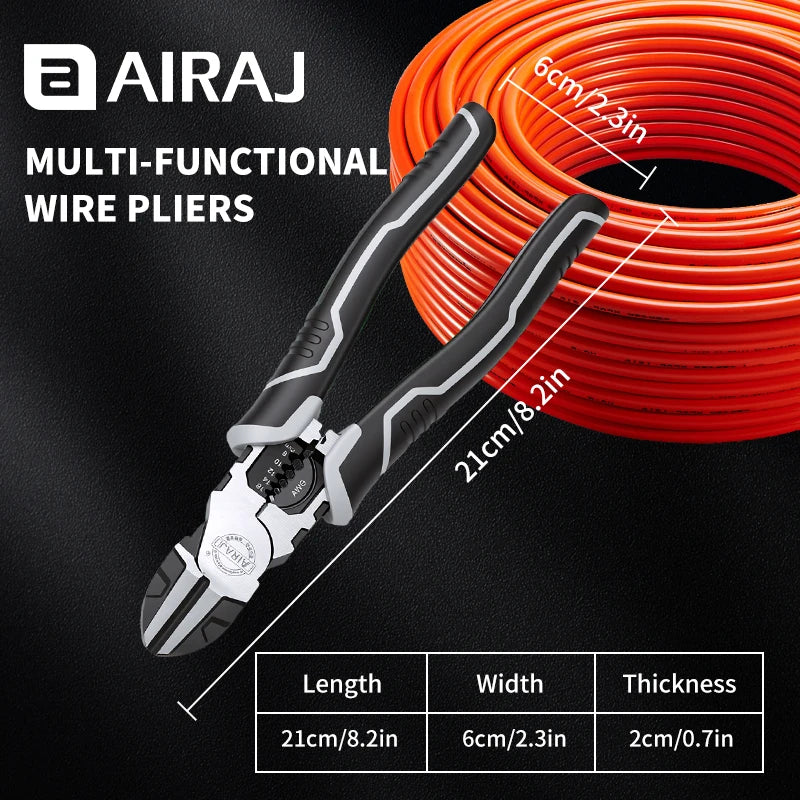 AIRAJ 3 PCS Multifunctional Electrician Wire Pliers Heavy Duty Alloy Wire Cutters Diagonal Needle Nose Pliers Hardware Tools
