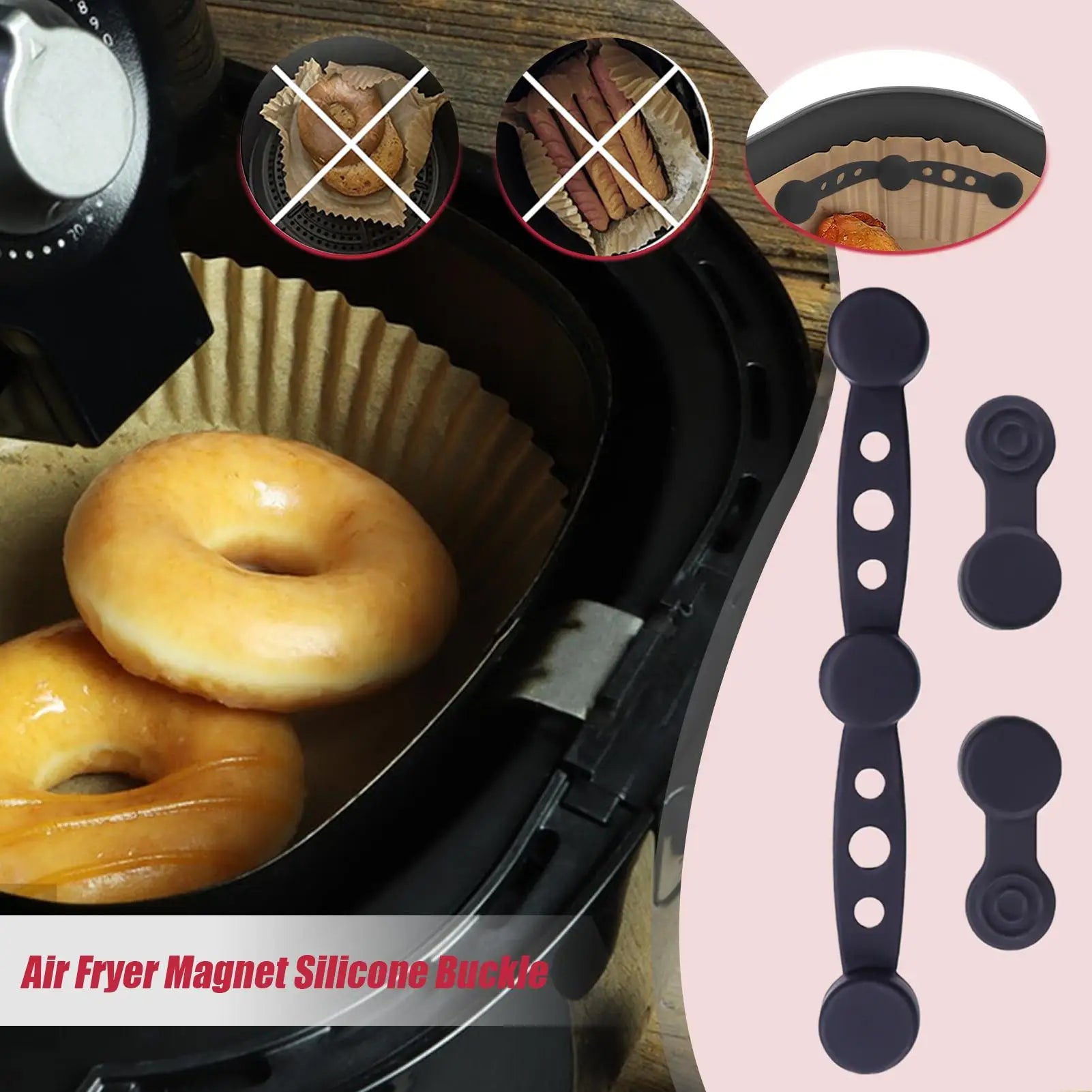 Air Fryer Magnetic Buckle Air Fryer Buckle Silicone Accessories Liner Holder for Holding Down Parchment Paper Prevent Paper From