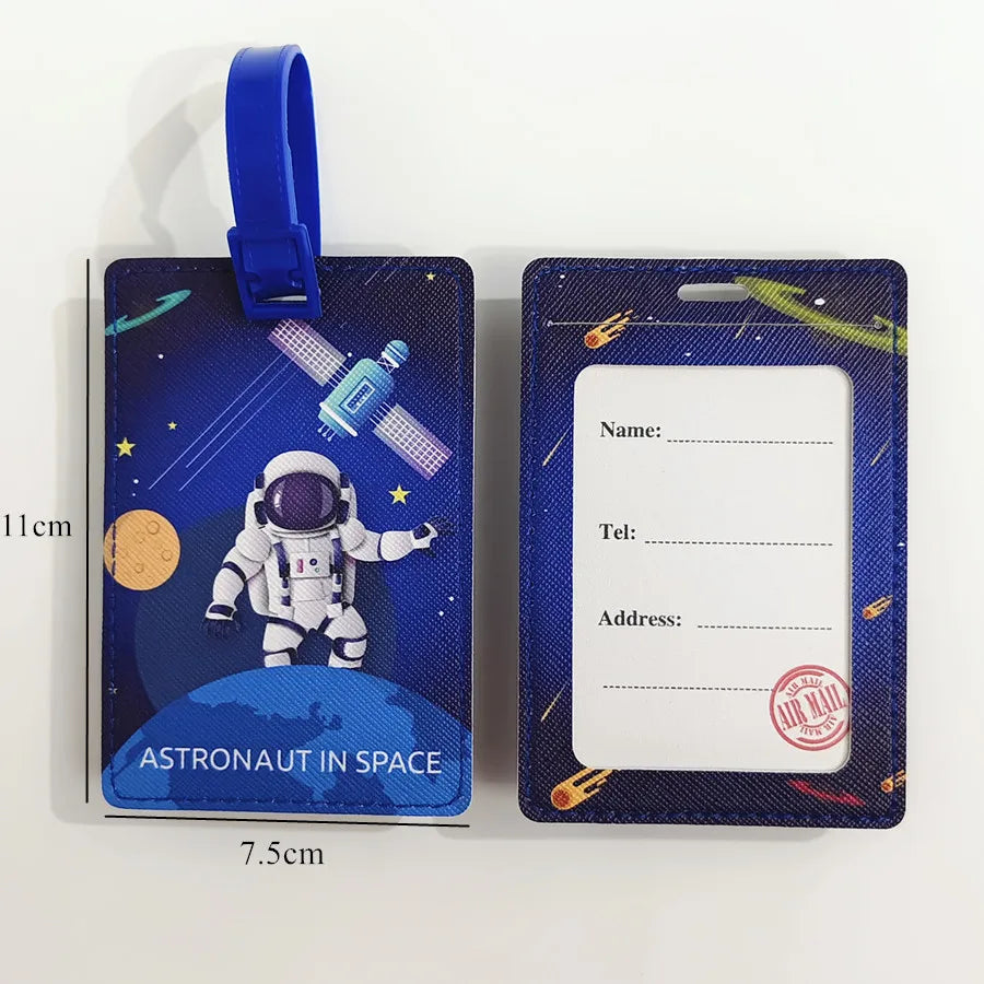 Creative Astronaut Luggage Tag Travel Accessories PU Suitcase ID Addres Holder Baggage Boarding Tag High Quality Portable Label