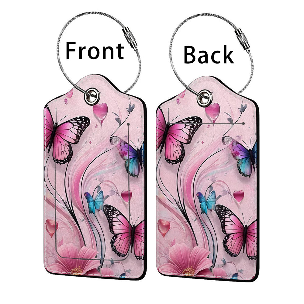 HOT SALE Tyrant butterfly Leather Business Luggage Tag Suitcase Address Label Luggage Boarding Case Label Name ID Address Clip