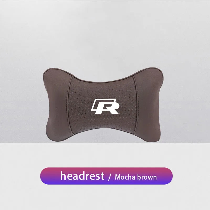 Keychain Leather Car Seat Headrest Memory Foam Comfort Neck Pillow Auto Interiors For Volkswagen VW T5 ID3 Tiguan GTI RLine Golf