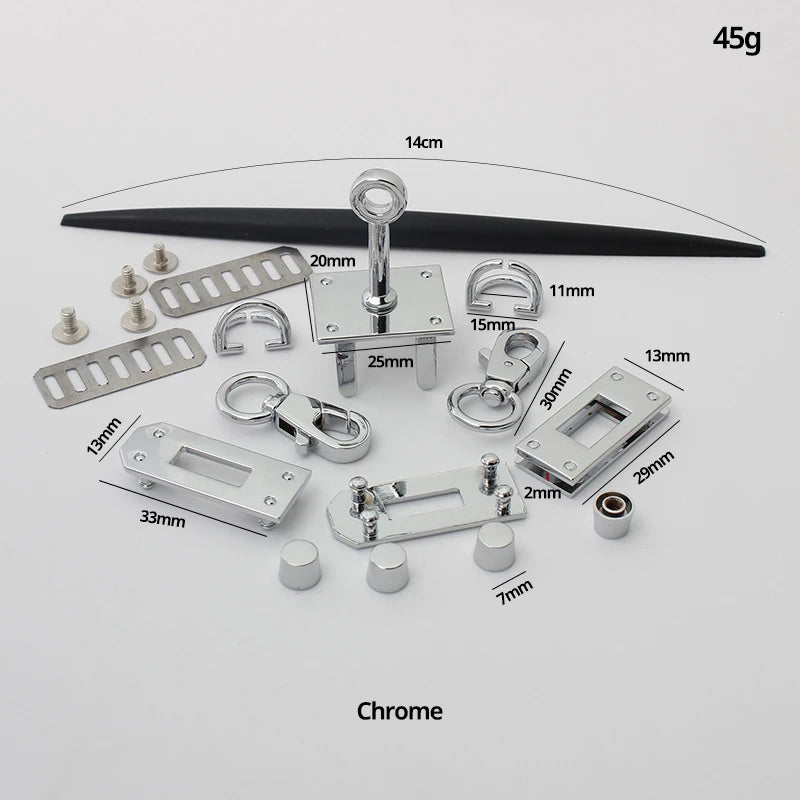 1Set Fashion Metal Bag Locks Clasp Bag Lcok Set For Handbags Purse Tote Closures Snap Clasps DIY Craft Hardware Bag Accessories