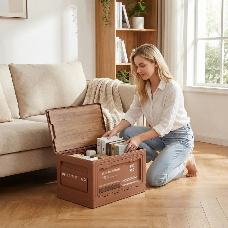 Outdoor Storage Box Camping Folding Box Camping Organizer Car Trunk Wooden Lid Industrial Air Storage Box Home Storage