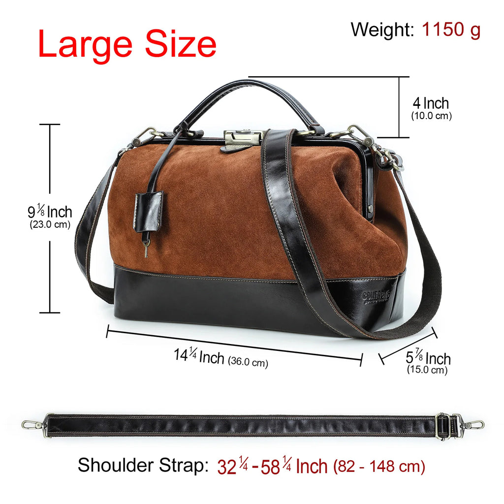 CONTACT'S Genuine Suede Leather Shoulder Bag for Women Real Suede Tote Bag Handbag Crossbody Bag Office Ladies Doctor Bag Female