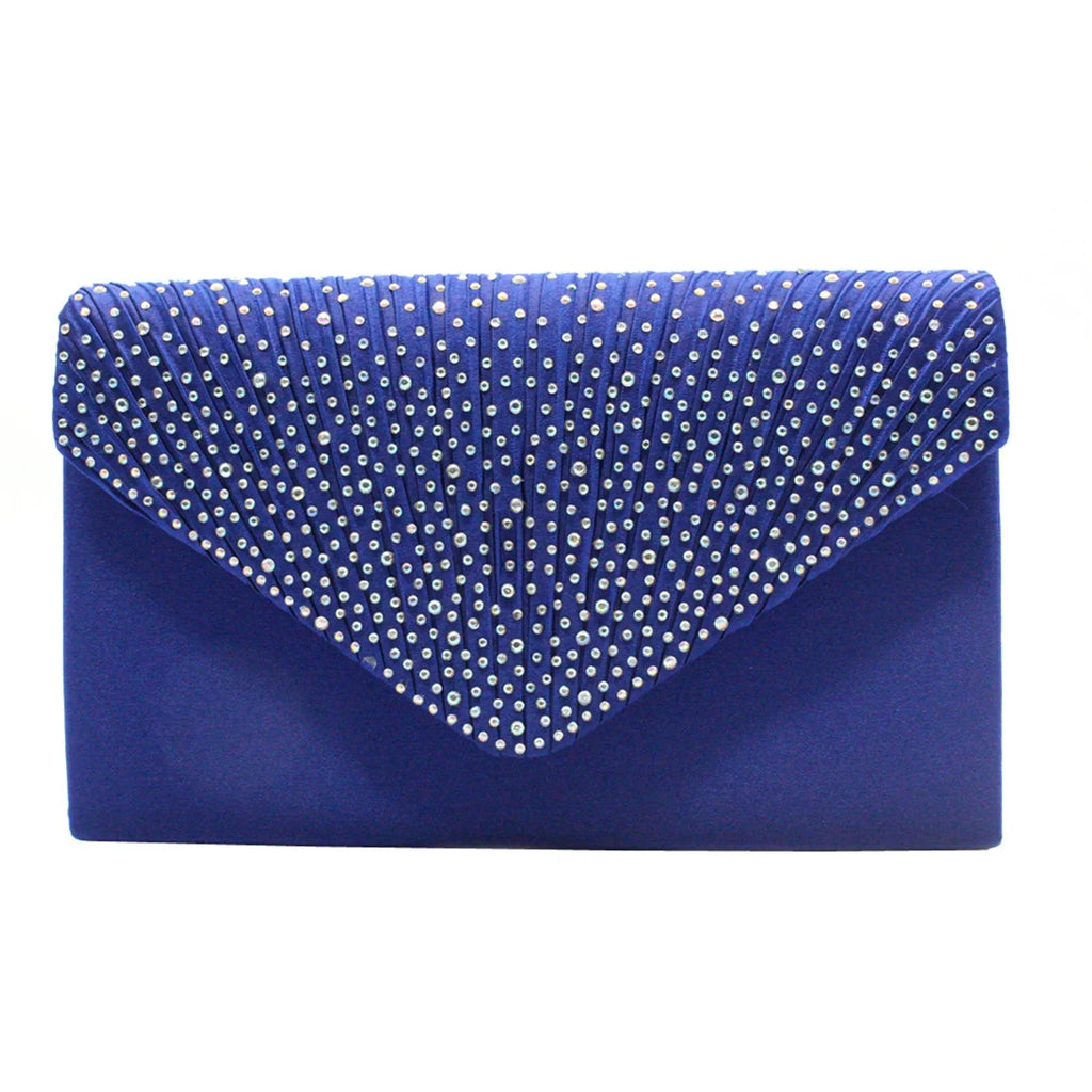 Women'S Fashion Elegant Clutches Trend Satin Rhinestone Shoulder Bag With Thin Chain Party Banquet Dress Matching Evening Bags