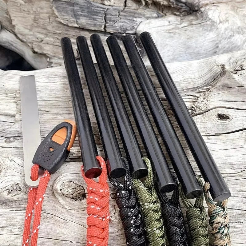 Rainproof Flint Magnesium Rod 10*150mm White Steel Scraper Whistle Camping Gnition Flint Rod EDC Survival Fire Starting Tool