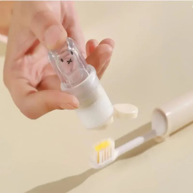 2 In1 Portable Mini Travel Toothbrush Toothpaste Set Adult Outgoing Camp Business Toothbrush Carry-on Deep Cleaning Oral Care