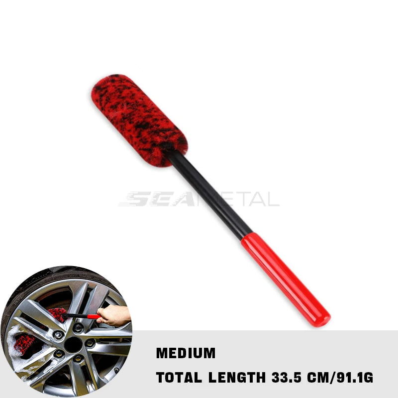 SEAMETAL Car Wheel Detailing Cleaning Brush Woolies Plush Car Rim Tire Wash Brushes Long Handle Bendable Auto Wheel Clean Tools
