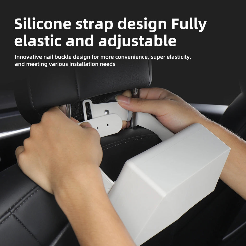 LUCKEASY Car Tissue Box For Tesla Model Y 3 X S Seat Back Hanging Silicone Tissue Holder Box With Fix Strap Interior Accessories