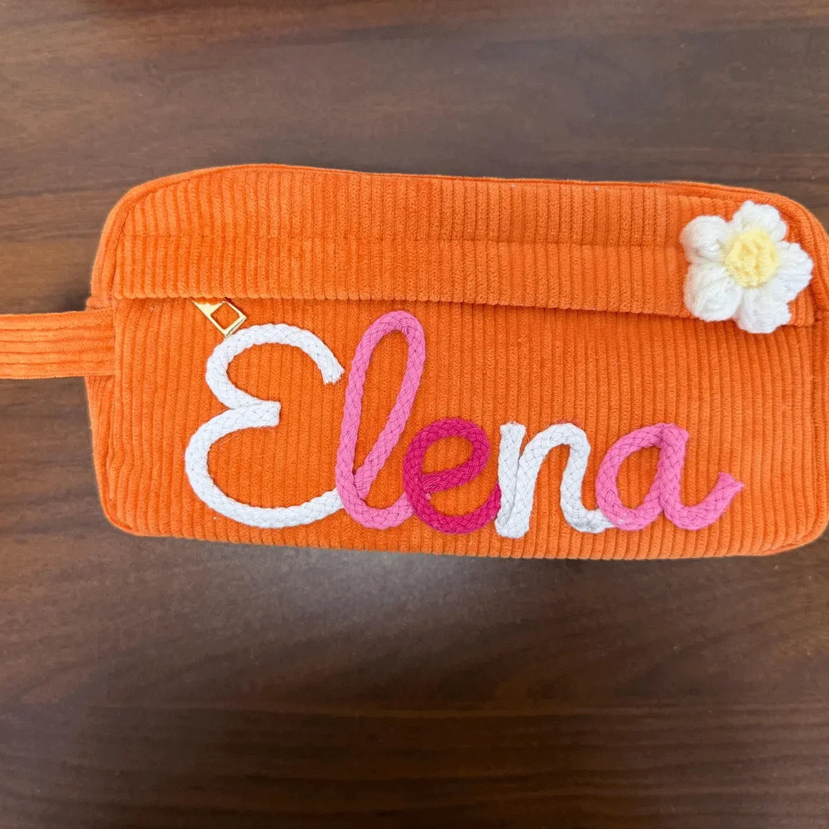 1pc Custom Corduroy Makeup Bag: Personalized yarn name bag, stylish and simple mini portable storage bag with large capacity