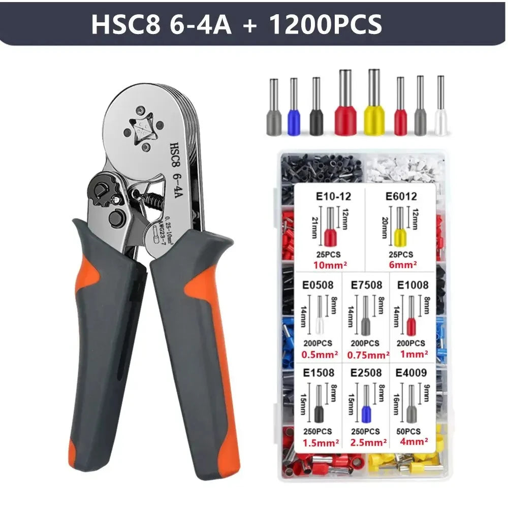 Crimping Tools Mini Electrical Pliers HSC8 6-4/6-6(0.25-10mm²/0.25-6mm²) Wire Connection Ferrule Sleeves Terminal Repair Clamp