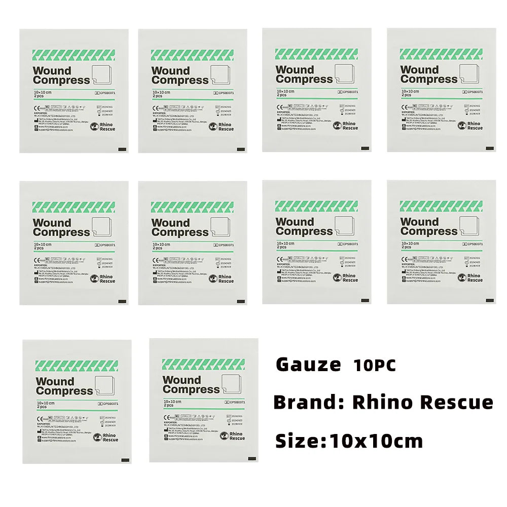 Rhino Rescue Large Sterile Gauze Pads 4x4in Sterile for Wounds Bulk 8ply Woven Gauze Sponges Gauze Pads Sterile Home 10PC