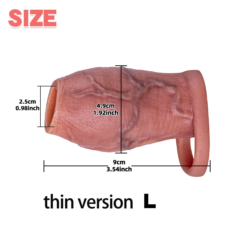 Dick Sleeve Enlargement Lock Sperm Penis Ring Adult Men Sex Toy Enlarged and Thicken Cock Sleeve Soft Silicone Male 18+ Sexy Toy