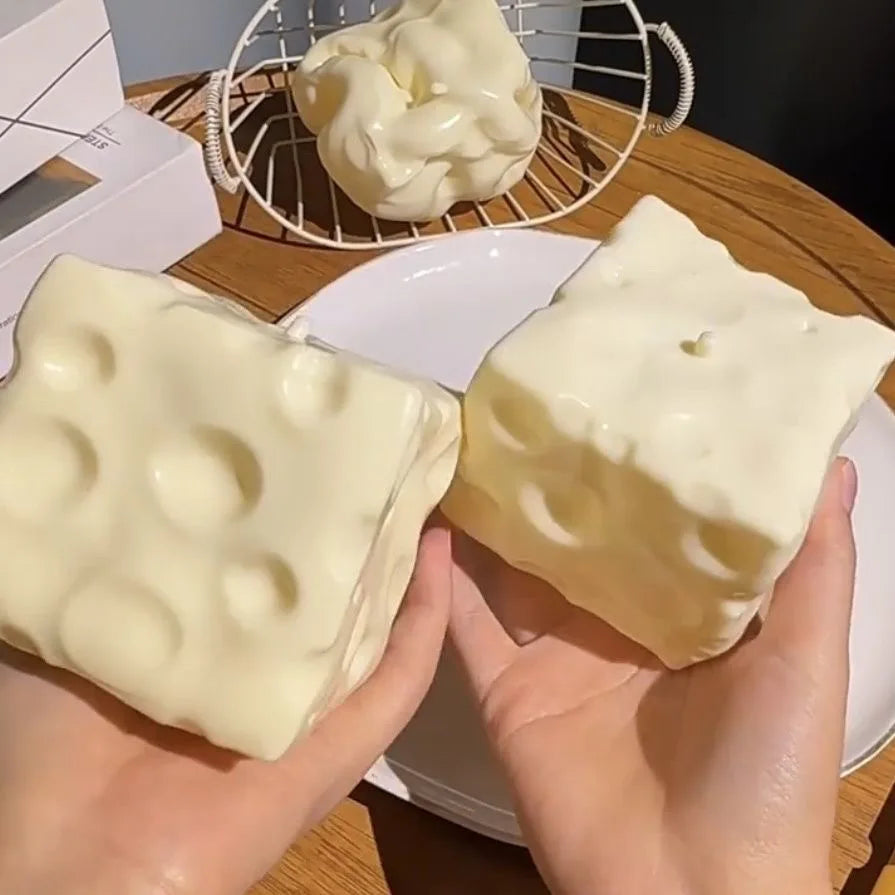 ASMR Sensory Fidget Toy Jumbo Cheese Cube No Bounce Shapeable Squeeze Stress Ball Stress Relief Festival Gift For All Ages
