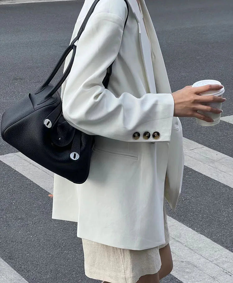 Women's Handbag 2026 New Style Top Layer Cowhide Leather Lundy Mini Doctor Bag Genuine Leather Handbag Single Shoulder Crossb