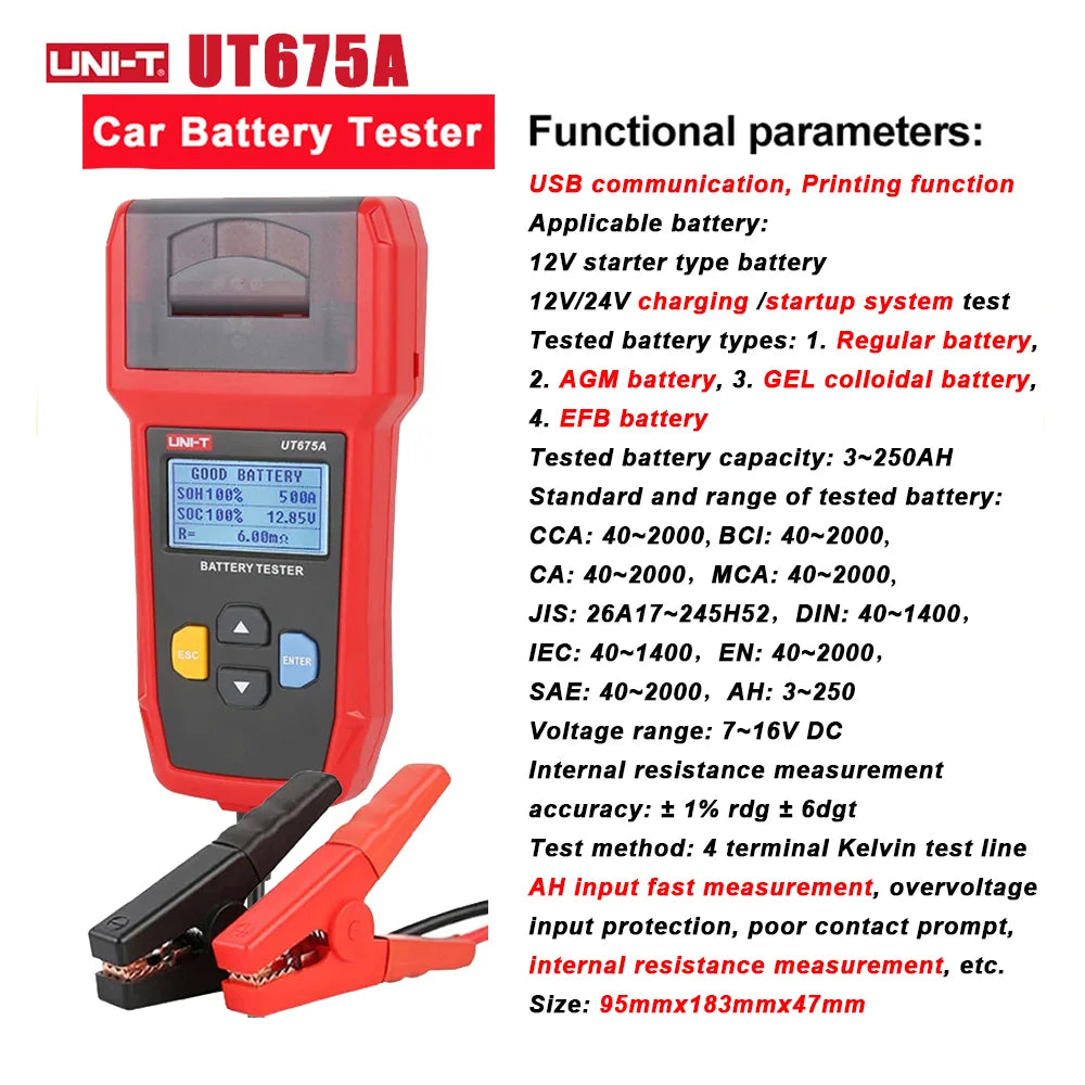 UNI-T UT105+ UT107 PLUS Automotive Multimeter UT673A UT675A Car Battery Tester UT343A UT343D Coating Thickness Gauge Meter