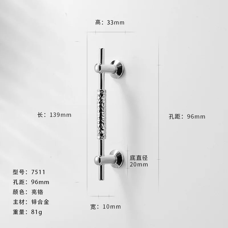 Bright Chrome Silver Wardrobe Door Handle Modern Minimalist Zinc-Alloy Pull for Cabinet Shoe Cabinet  Drawer Furniture Hardware