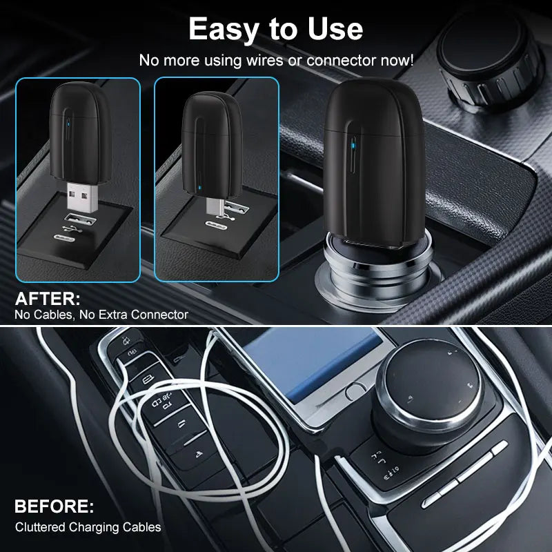 FLIXIVI 2 in 1 Interface Wireless CarPlay/Android Auto Wireless USB/TYPE-C Adapter Smart Mini Box Plug Fast Connect Universal
