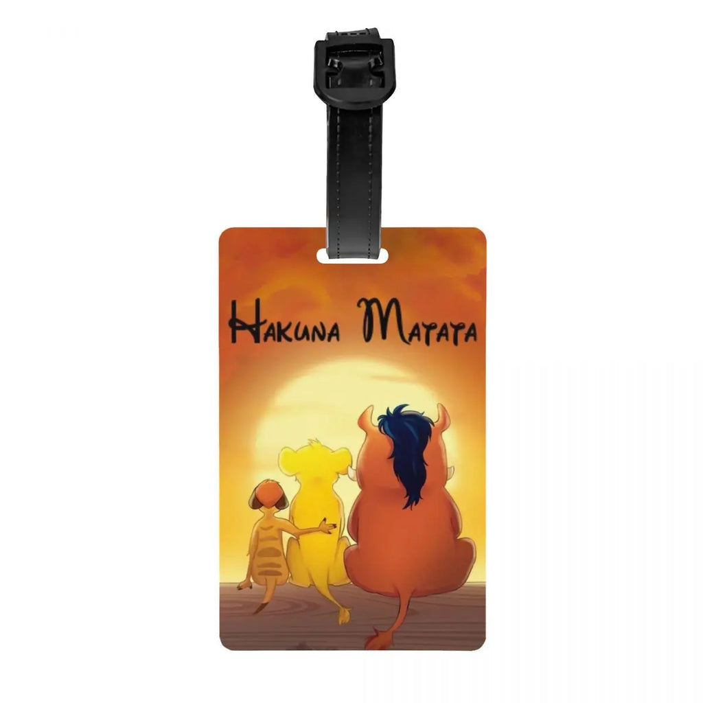Custom Rafiki Luggage Tag With Name Card The Lion Cartoon K-Kings Privacy Cover ID Label for Travel Bag Suitcase
